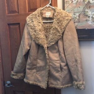 St. John’s Bay warm size large two button jacket with faux fur interior